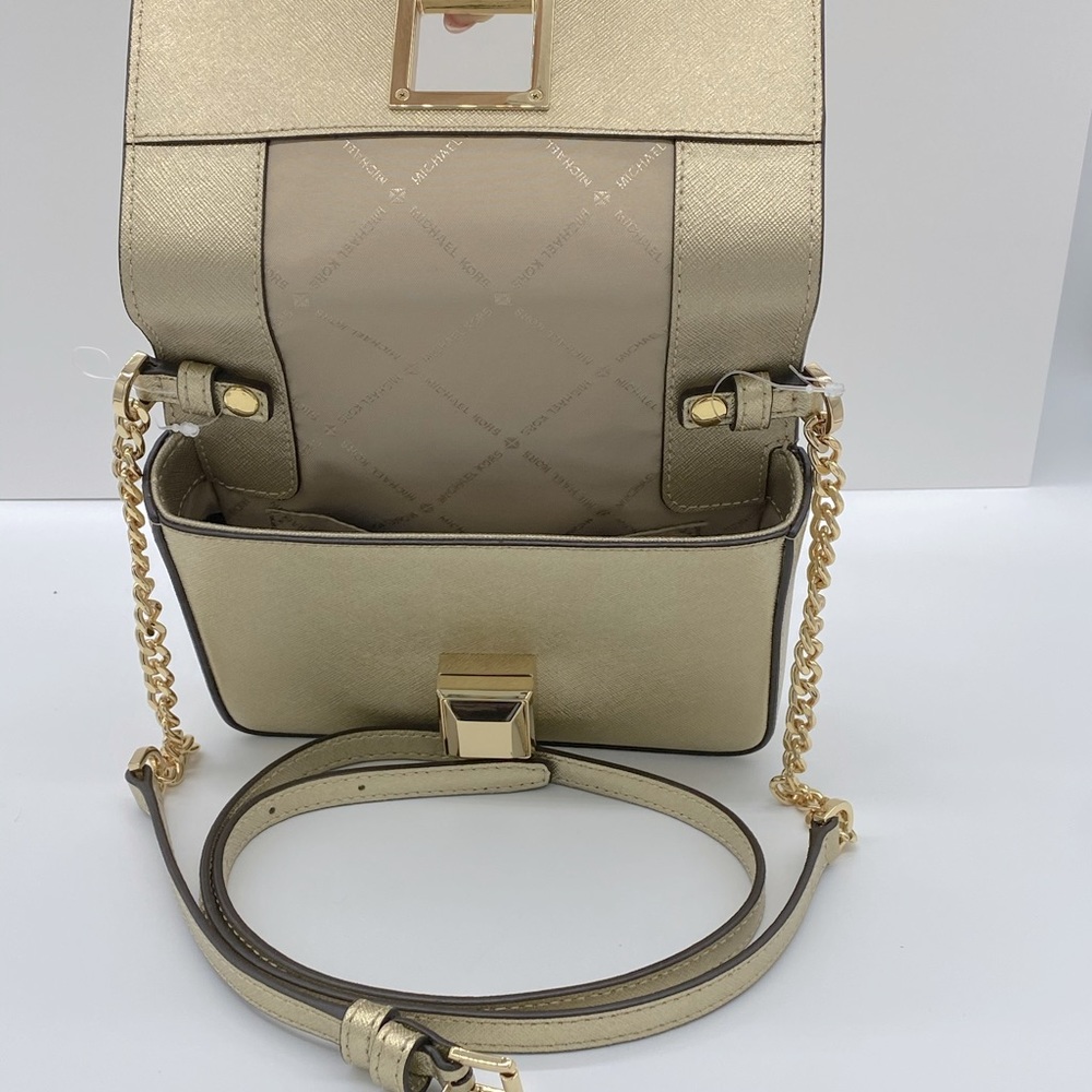 MICHAEL KORS LUNA SMALL CLUTCH XBODY PALE GOLD - Picture 9 of 14
